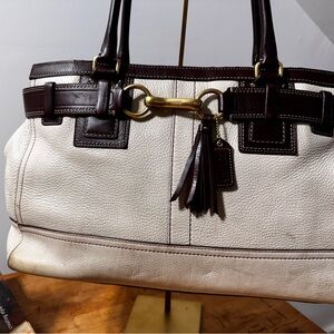 Coach Cream and Brown Satchel